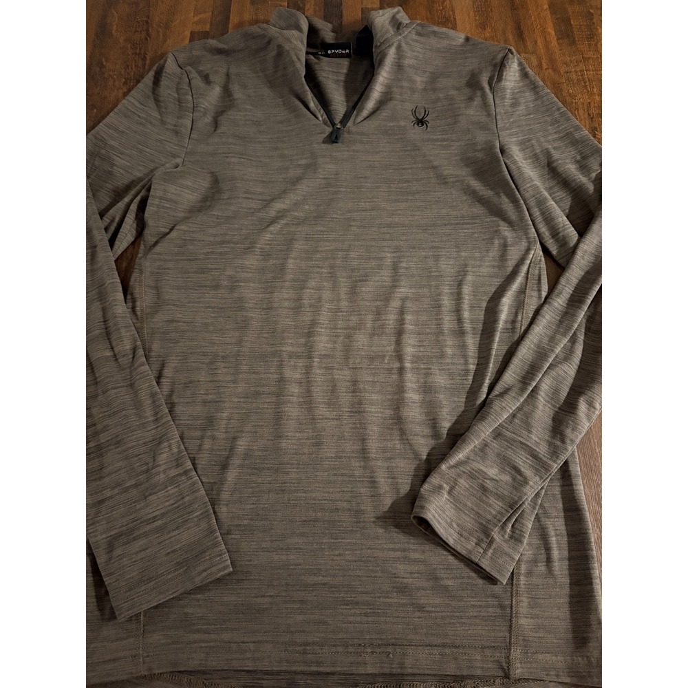Spyder Active Men's 1/4 Zip Long Sleeve Shirt Gray Medium SPM834